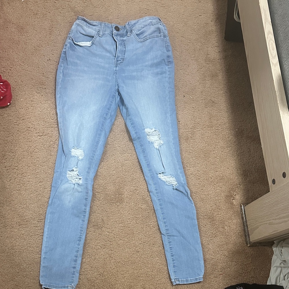 So Curvy High Rise Jegging Light Blue Distressed Women Jeans